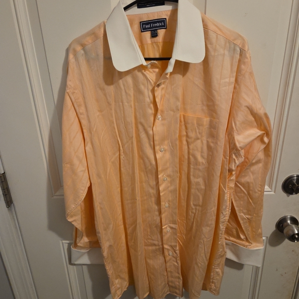 Paul Fredrick‎ Light Orange Shirt with White Collar